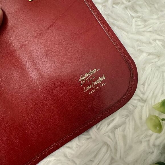 GIGLIODORO for Lane Crawford Italy Foldover Red Leather Clutch Binder‎ Vintage - Picture 8 of 12